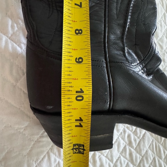 Lucchese Black Heeled Boots with Western Stitching - Picture 4 of 7